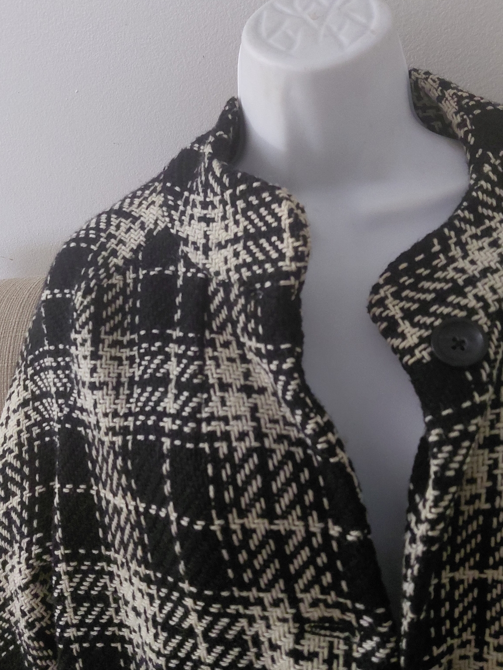 Rafaella Black and White Plaid Pea Coat - Picture 8 of 10